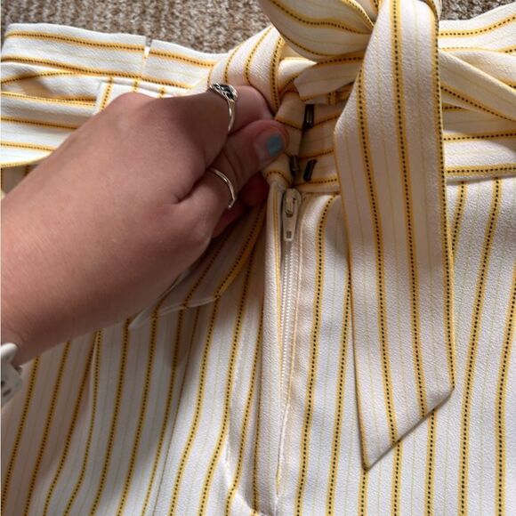 Express yellow Striped Wide Leg Pants - Picture 6 of 9